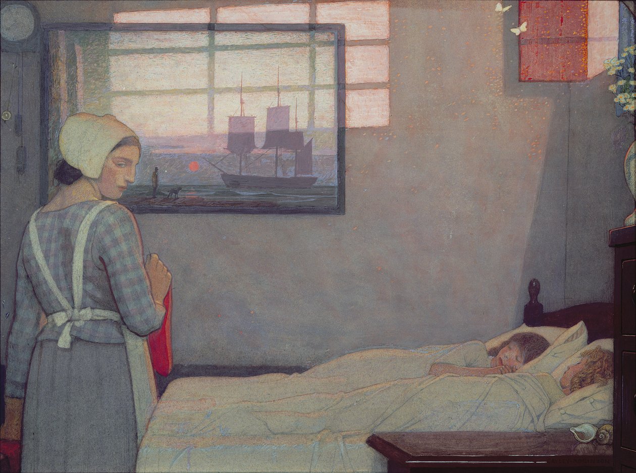 一个夏天的晚上，c.1925 作者 弗雷德里克·凯利·罗宾逊