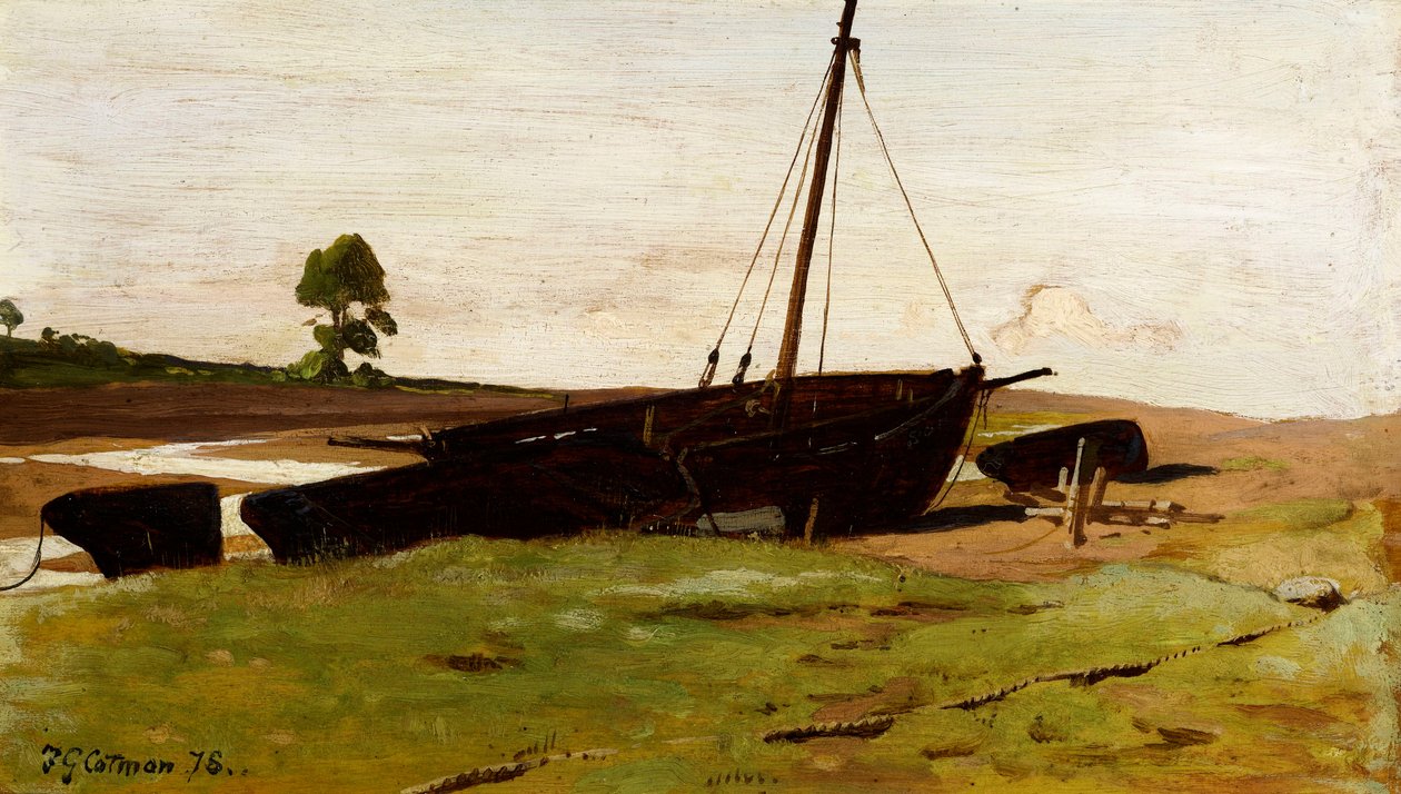 Stranded Boats，Porlock Weir，1879 作者 弗雷德里克·乔治·科特曼