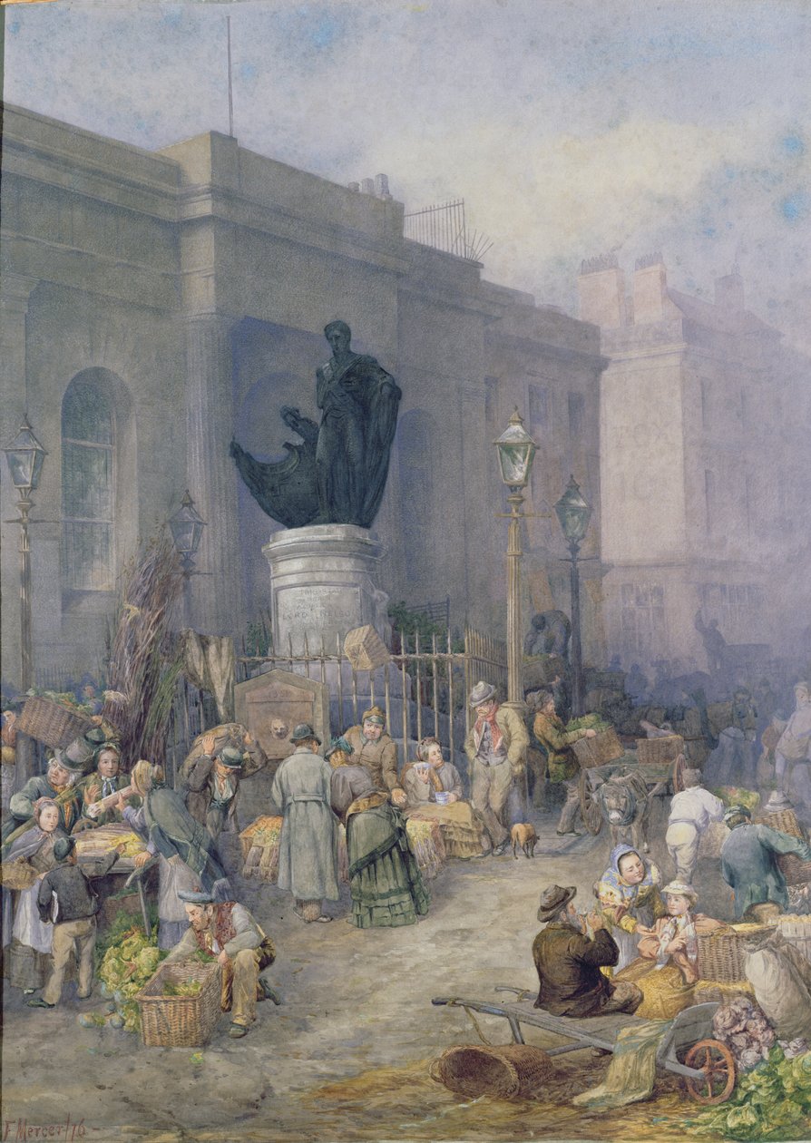 市场早晨，伯明翰，1876（wc） 作者 弗雷德里克·默瑟（Frederick Mercer）