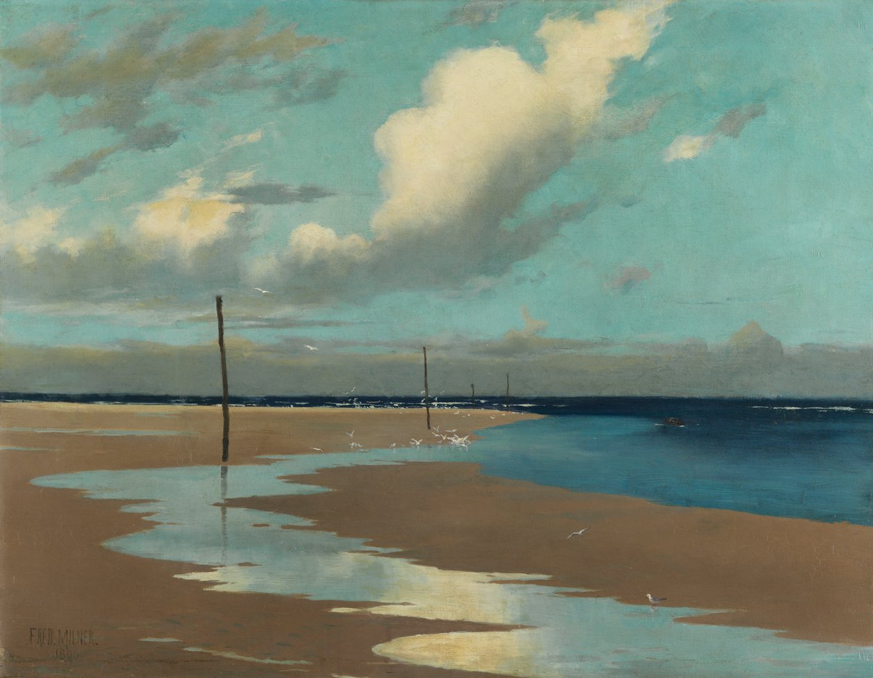 海滩在低潮，1890年 作者 弗雷德里克·米尔纳