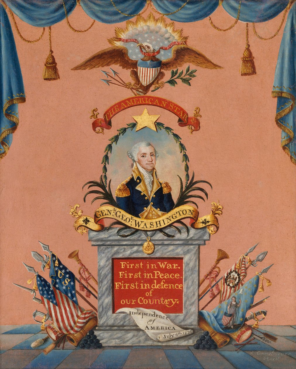 美国之星（乔治华盛顿），c.1803（纸上的油和金箔） 作者 弗雷德里克·凯梅尔迈耶