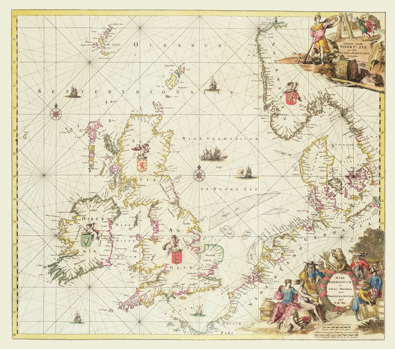 北海地图，c.1675（手工彩色雕刻） 作者 弗雷德里克·德·威特
