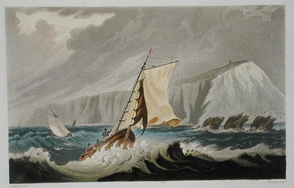 考斯，选自《怀特岛插图，彩色视图系列》，由P.罗伯茨雕刻，1846年出版（水印版）。 作者 弗雷德里克（后）卡尔弗特