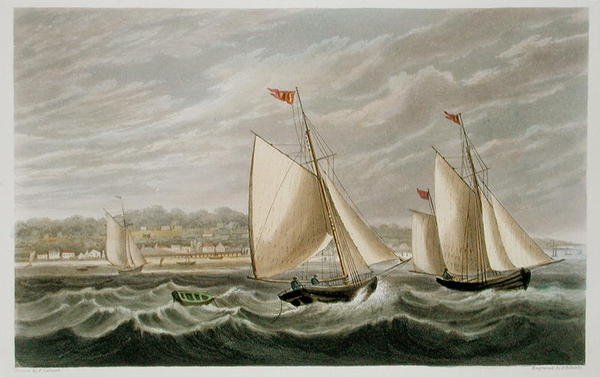 莱德，来自《怀特岛图解》，由P.罗伯茨雕刻，1846年出版（水印）。 作者 弗雷德里克（后）卡尔弗特