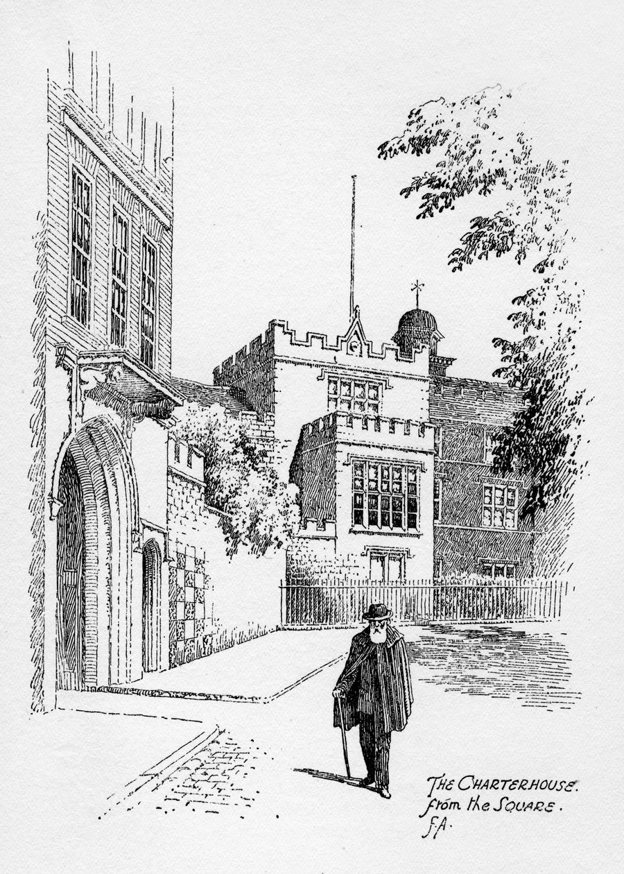 1912年，伦敦广场上的Charterhouse。 作者 弗雷德里克·阿科克（Frederick Adcock）