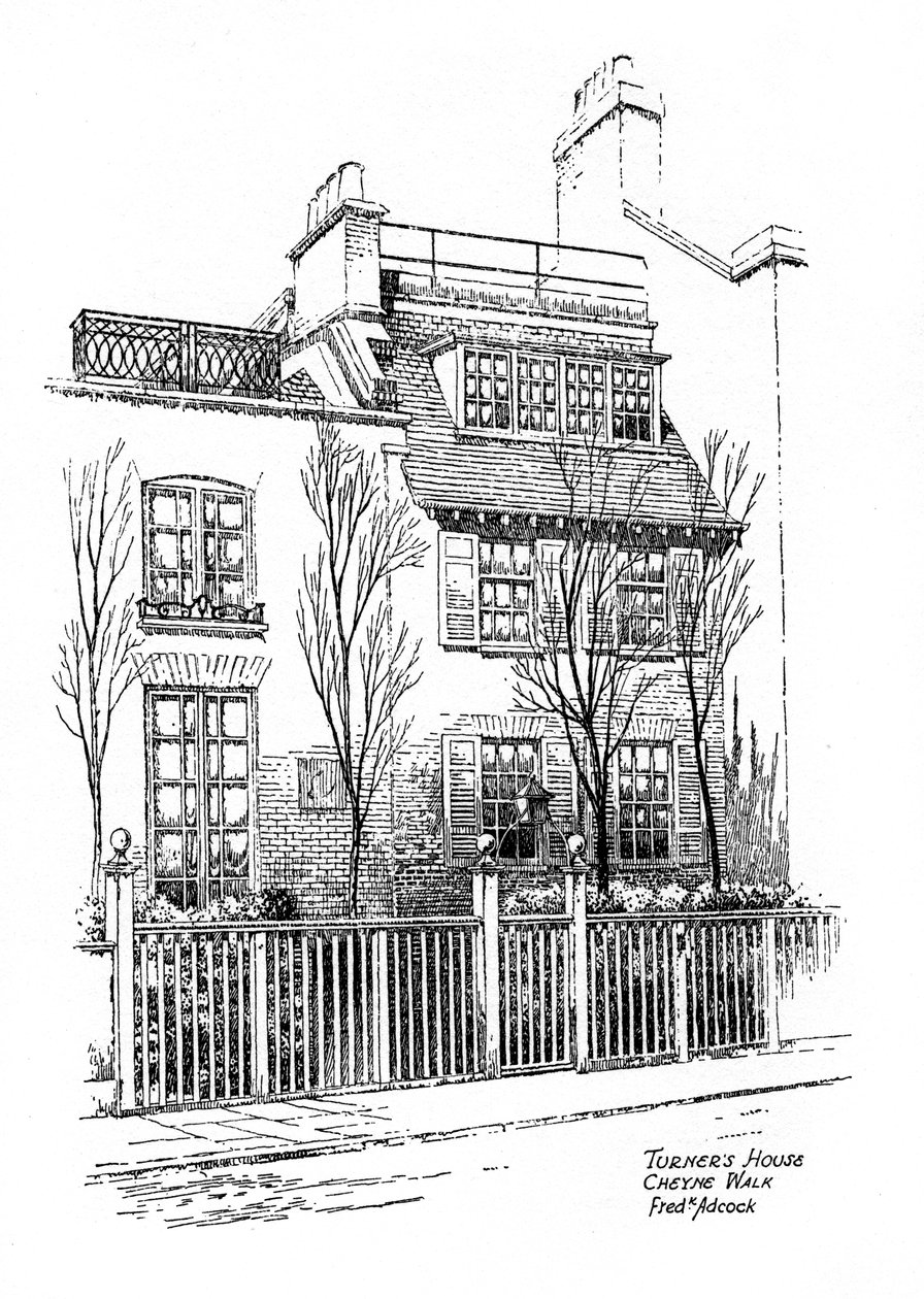 特纳斯豪斯（Cheers Walk），切尔西（Cheyne Walk），切尔西，伦敦，1912年 作者 弗雷德里克·阿科克（Frederick Adcock）