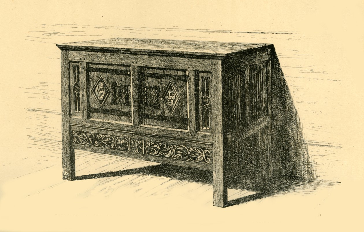 橡木箱，1460-1480年，1881年。 作者 弗雷德里克·阿尔伯特·斯洛科姆
