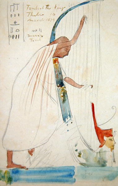 底比斯拉美西斯三世墓中的竖琴师壁画 作者 弗雷德里克·亚瑟·布里奇曼