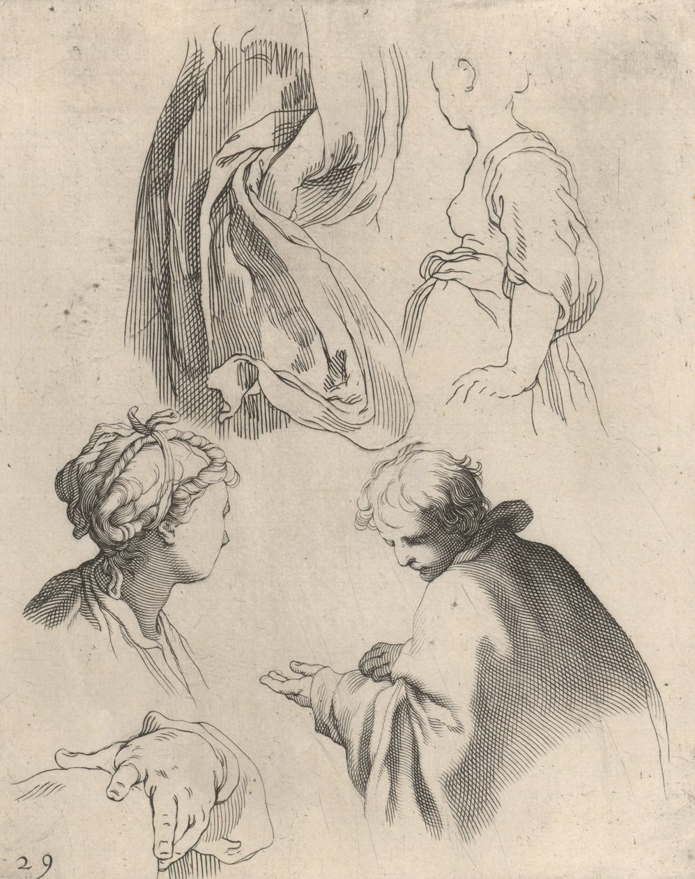 人物研究》，来自于《画册》，1650-56年。 作者 弗雷德里克·布洛马特