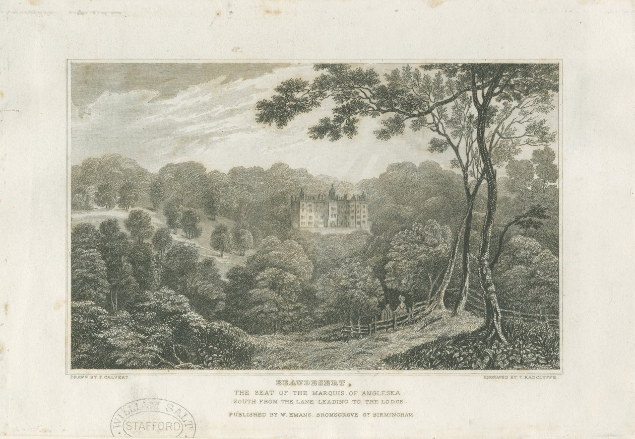 Beaudesert Hall and Park：雕刻，nd [c 1830] 作者 弗雷德里克·卡尔弗特（Frederick Calvert）