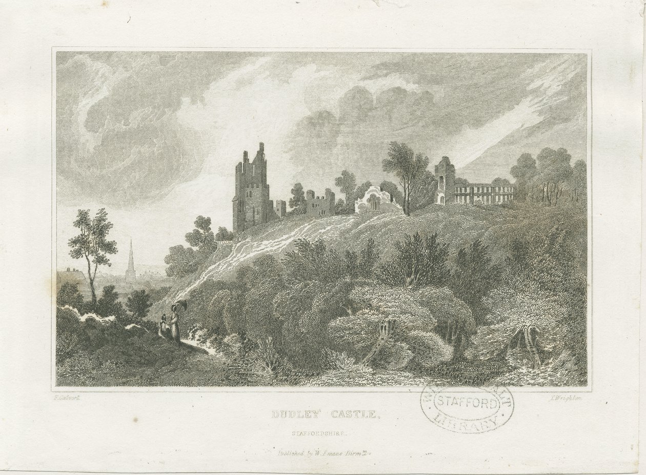 达德利城堡（Dudley Castle）：版画，[19分] 作者 弗雷德里克·卡尔弗特（Frederick Calvert）