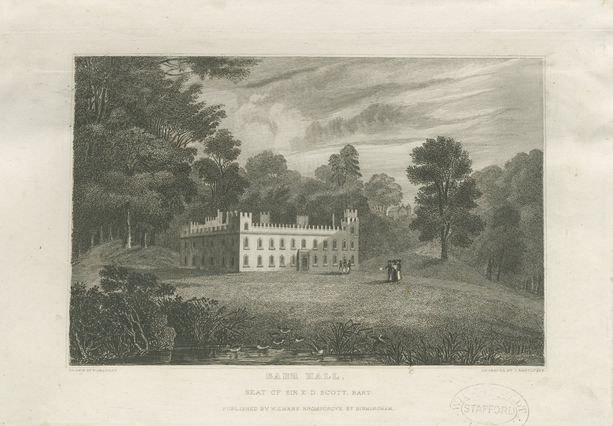 [Great]巴尔·霍尔（Barr Hall）：版画，[19美分] 作者 弗雷德里克·卡尔弗特（Frederick Calvert）