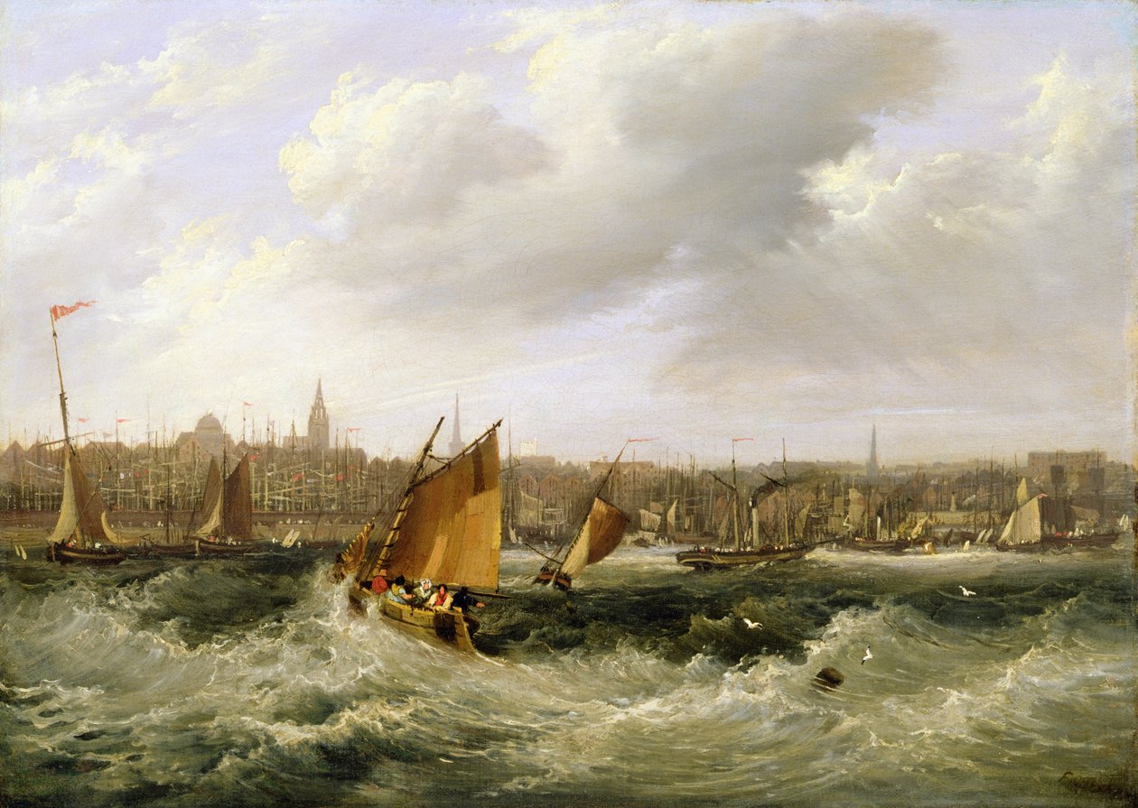 利物浦，来自默西河和新布赖顿的兰开夏郡，1838年（对于看见257066） 作者 弗雷德里克·卡尔弗特（Frederick Calvert）