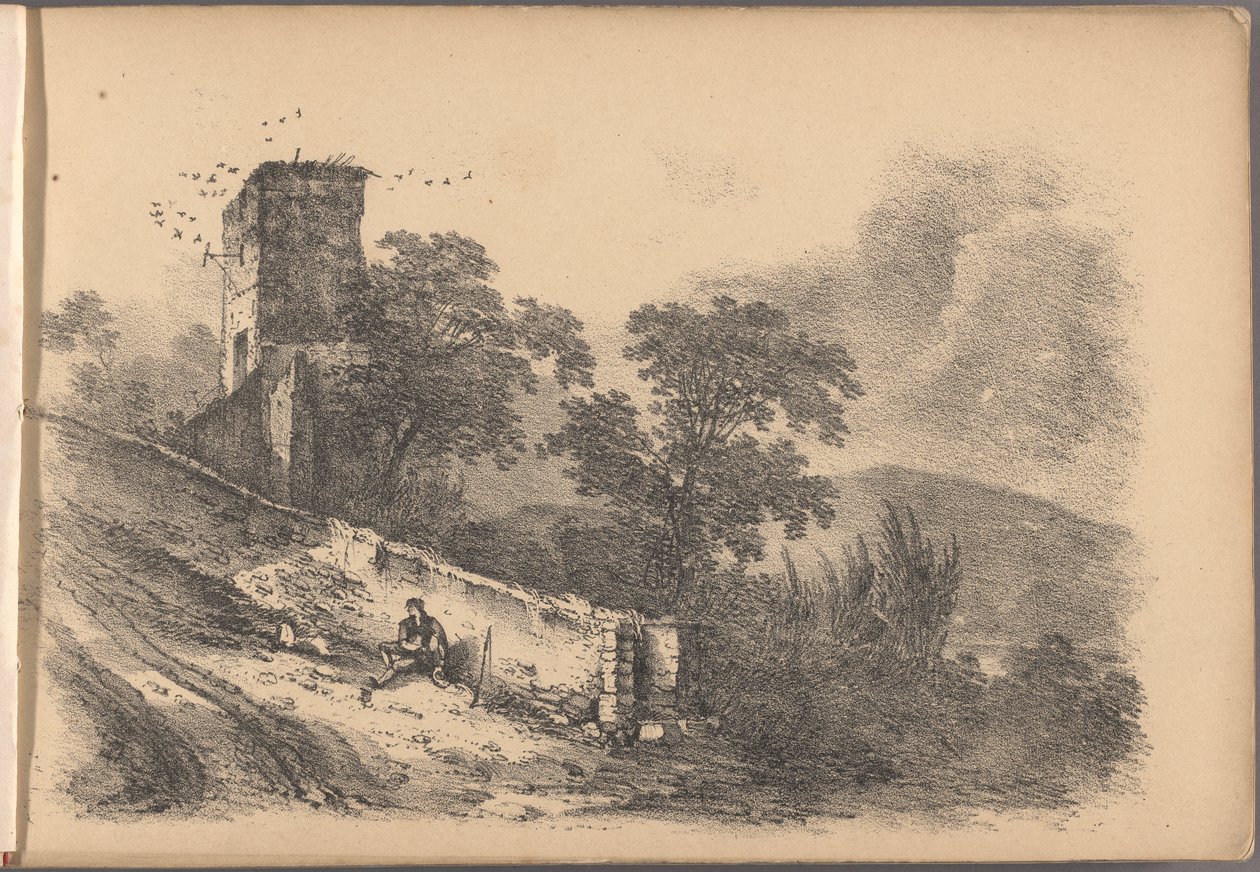 六十幅小屋草图系列之一。 伦敦，1825 年。 作者 弗雷德里克·卡尔弗特（Frederick Calvert）