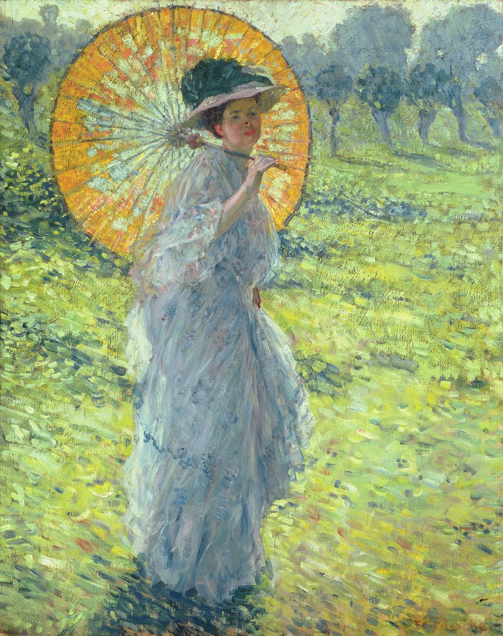有阳伞的女人，c。 1906年（布面油画） 作者 弗雷德里克·卡尔·弗里泽克
