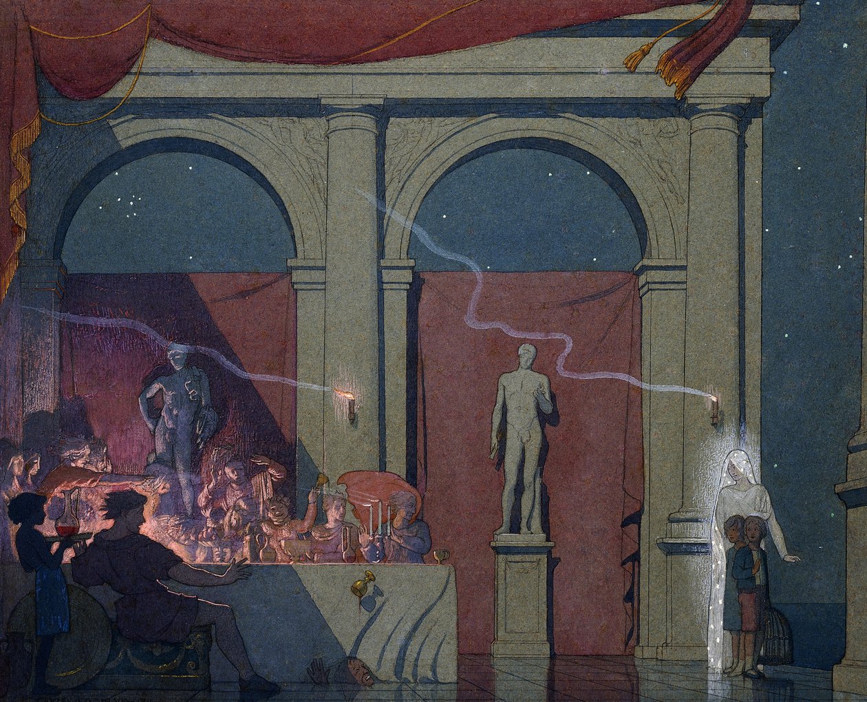 泰尔蒂尔（Tyltyl）在豪华宫殿（The Palace of Luxury）中镶钻，1111年 作者 弗雷德里克·凯利·罗宾逊