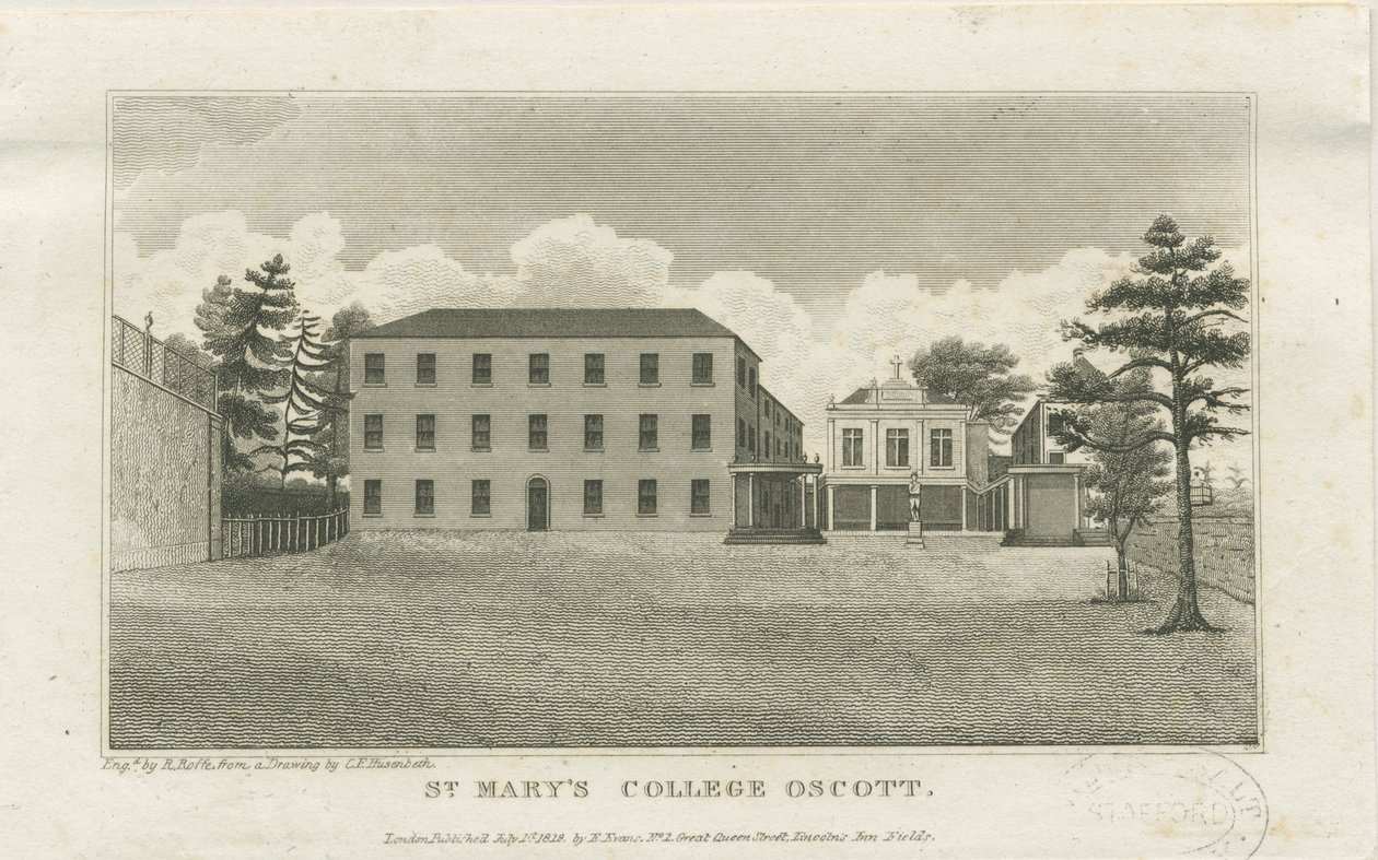 奥斯考特（Oscott）-圣玛丽学院（St. Mary&39;s College）：钢版画，nd [c 1819]（印刷） 作者 弗雷德里克·查尔斯·休森贝斯