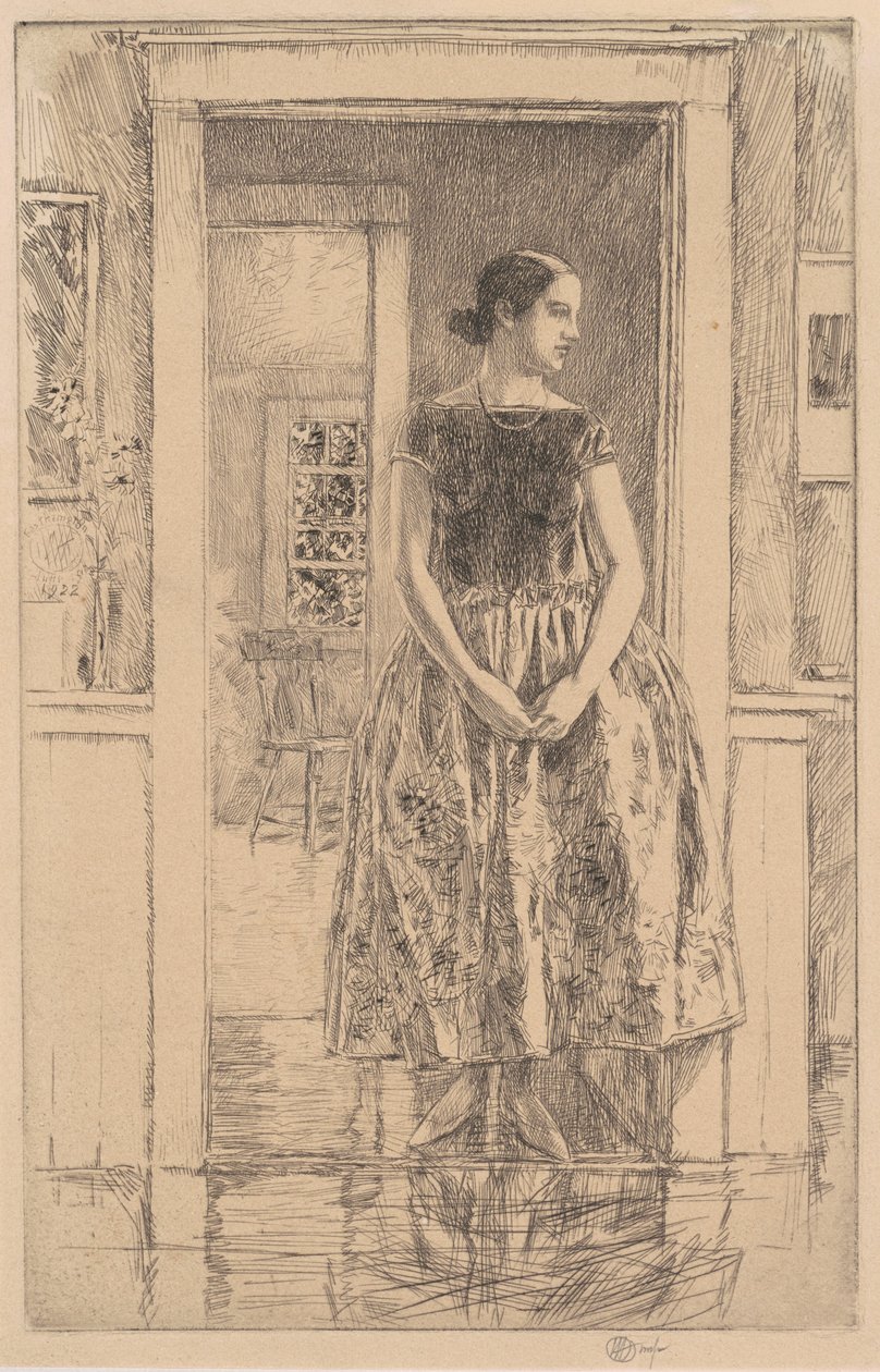 穿着现代礼服的女孩，1922年。 作者 弗雷德里克·柴尔德·哈萨姆