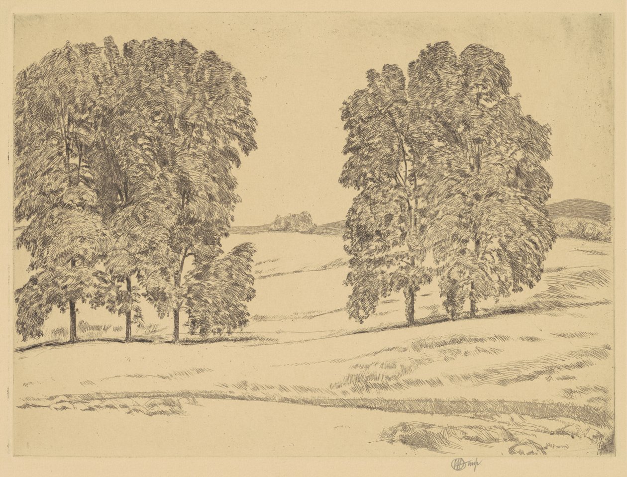 Hayfield中的山核桃，1917年。 作者 弗雷德里克·柴尔德·哈萨姆