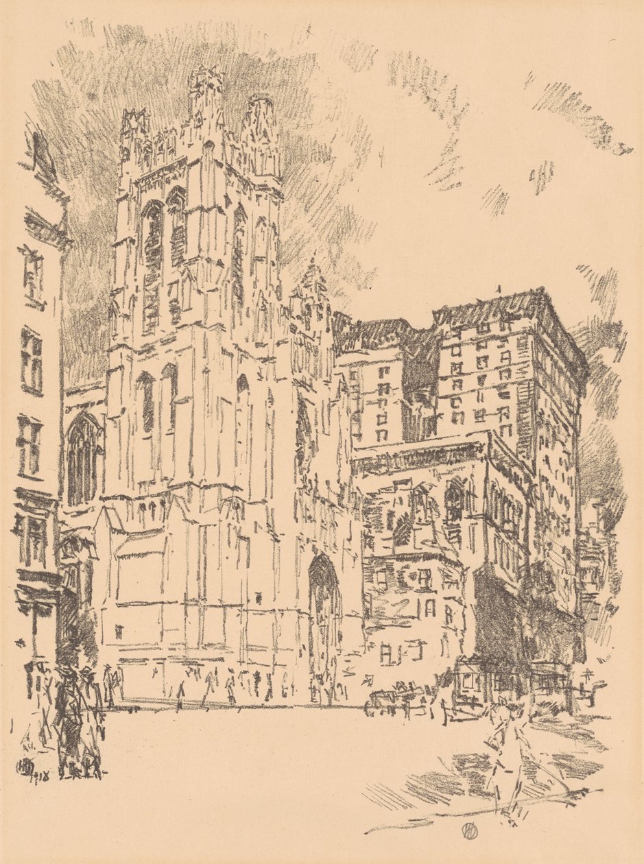 圣托马斯，纽约，1918年。 作者 弗雷德里克·柴尔德·哈萨姆