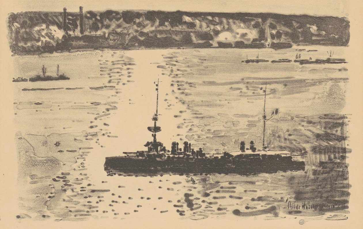 法国巡洋舰，1918年。 作者 弗雷德里克·柴尔德·哈萨姆