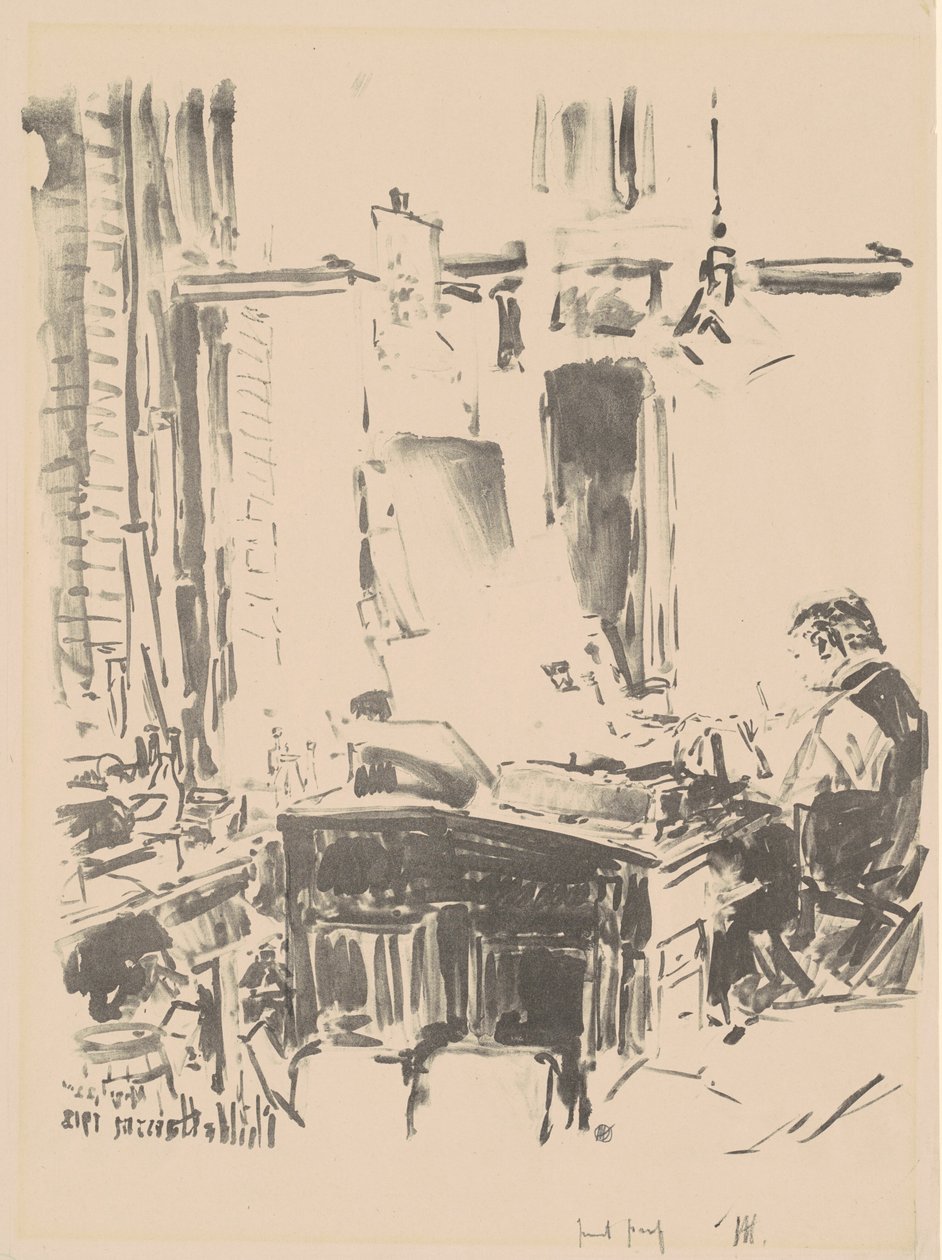 平版印刷商，1918年。 作者 弗雷德里克·柴尔德·哈萨姆