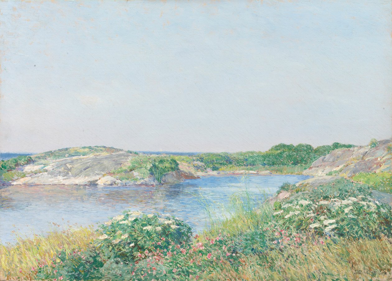 小池塘，Appledore，1890年。 作者 弗雷德里克·柴尔德·哈萨姆