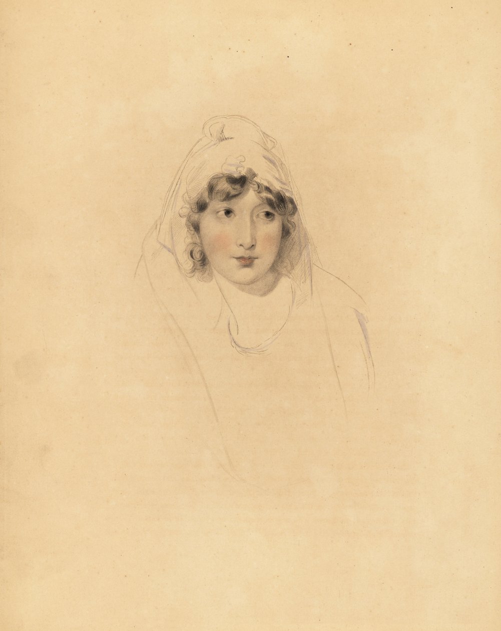 费恩伯爵夫人奥古斯塔·洛瑟 (Augusta Lowther) 的肖像，第一代朗斯代尔伯爵 (Earl of Lonsdale) 的妻子。 弗雷德里克·克里斯蒂安·刘易斯 (Frederick Christian Lewis) 在 P.G. 的托马斯·劳伦斯爵士 (Sir Thomas Lawrence) 绘制插图后手工着色雕刻。 帕特莫尔的宝石柜，阿克曼，伦敦 作者 弗雷德里克·克里斯蒂安·刘易斯
