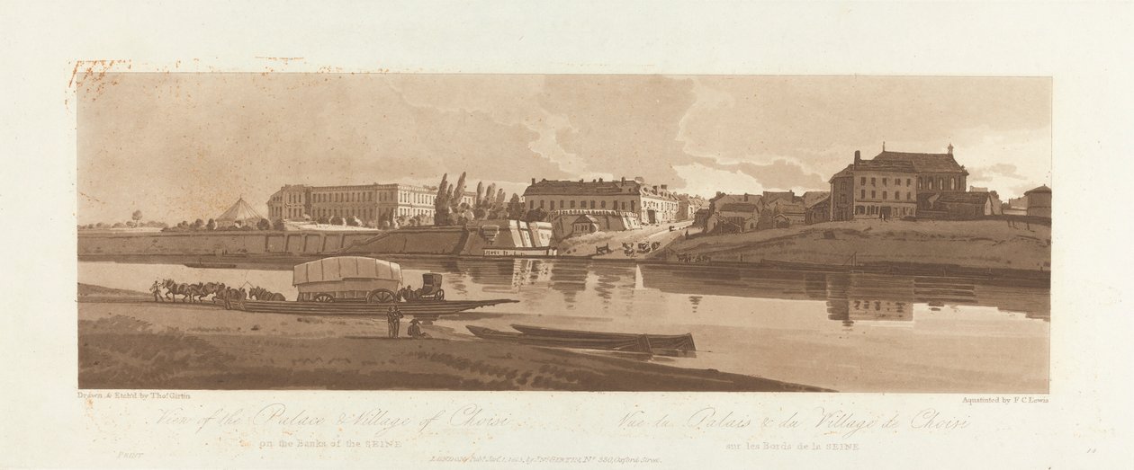 锡耶纳河畔乔伊西宫殿和村庄的景观，1803 年； 图版 14，来自《巴黎风景》，图版 B1981.25.2623 的伊曼纽尔卷描摹 作者 老弗雷德里克·克里斯蒂安·刘易斯