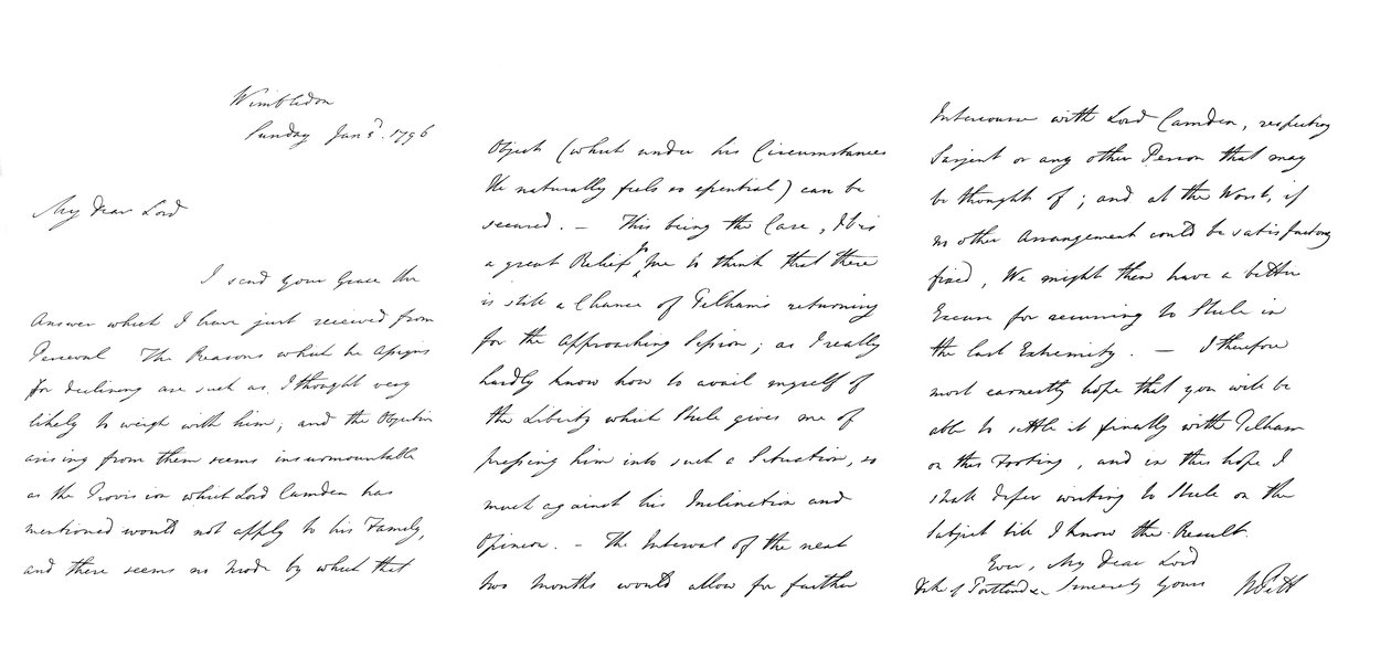 威廉·皮特（William Pitt）给波特兰公爵的信，1796年1865年。 作者 弗雷德里克·乔治·内瑟克里夫特