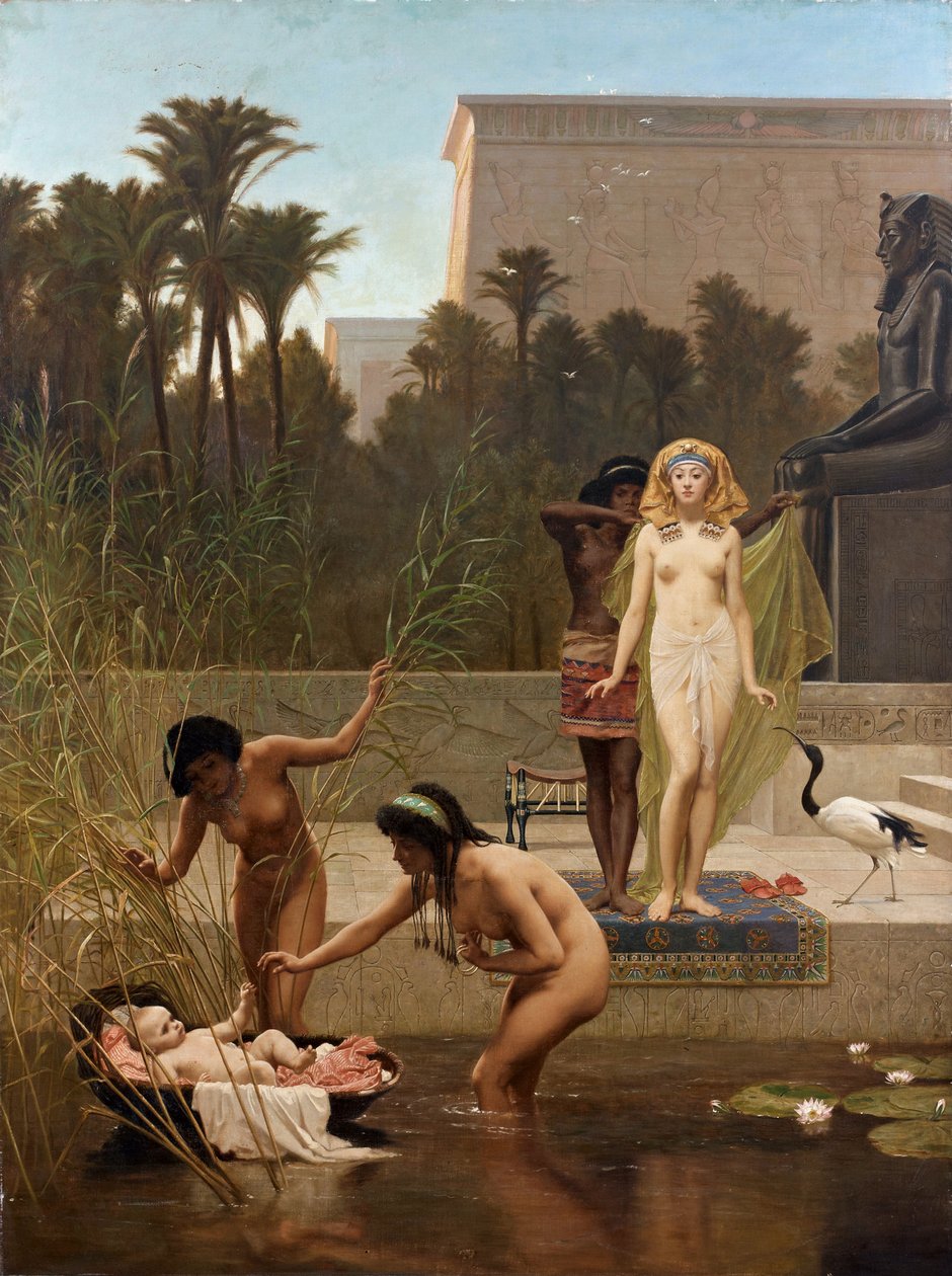Moise sauve des eaux - The Finding of Moses par Goodall, Frederick（1822-1904）。布面油画，尺寸：152,4x114 作者 弗雷德里克·古德尔