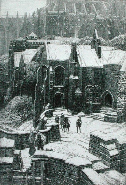 Almonry，Chipping Campden 1925（蚀刻版）。 作者 弗雷德里克·兰瑟（Frederick Landseer）莫尔·格里格斯（Maur Griggs）
