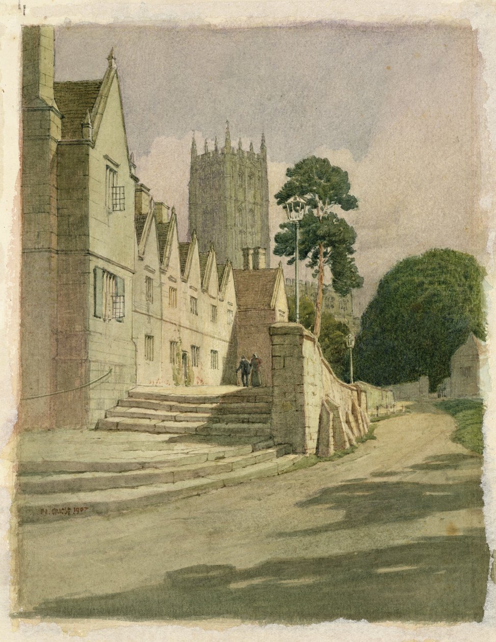 The Campms，1907年的Almshouses（纸上写着） 作者 弗雷德里克·兰瑟（Frederick Landseer）莫尔·格里格斯（Maur Griggs）