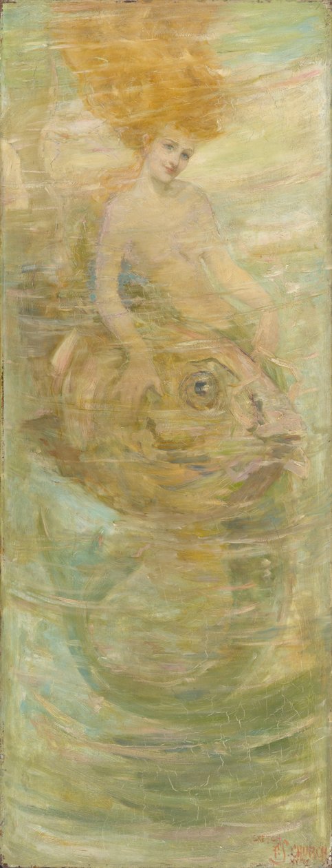 美人鱼，约1889年（布面油画） 作者 弗雷德里克·斯图尔特教堂