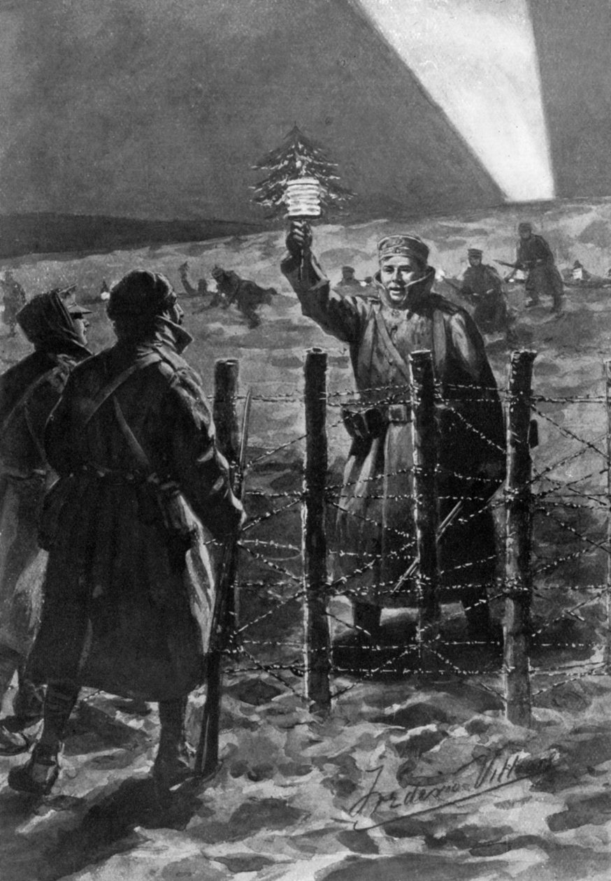 1914年12月，西部战壕中的圣诞事件，1920年。   作者 弗雷德里克·维利尔斯