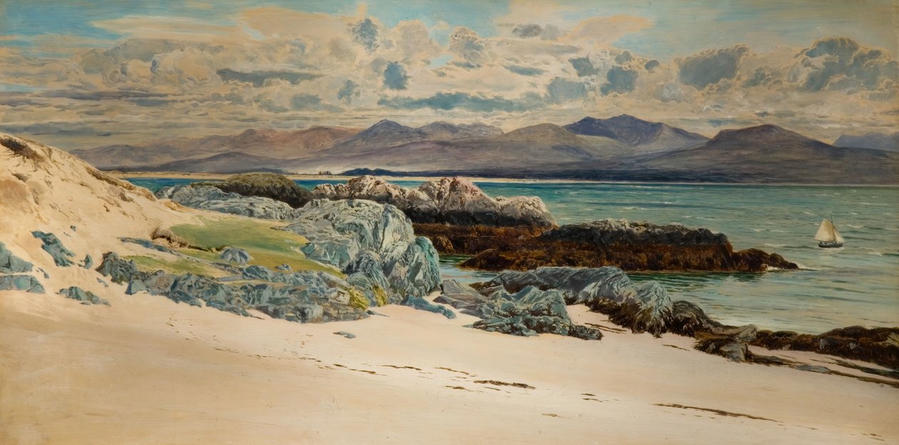 从Llanddwyn岛看Snowdon和Caernarvon，1917年。 作者 弗雷德里克·威廉·海斯
