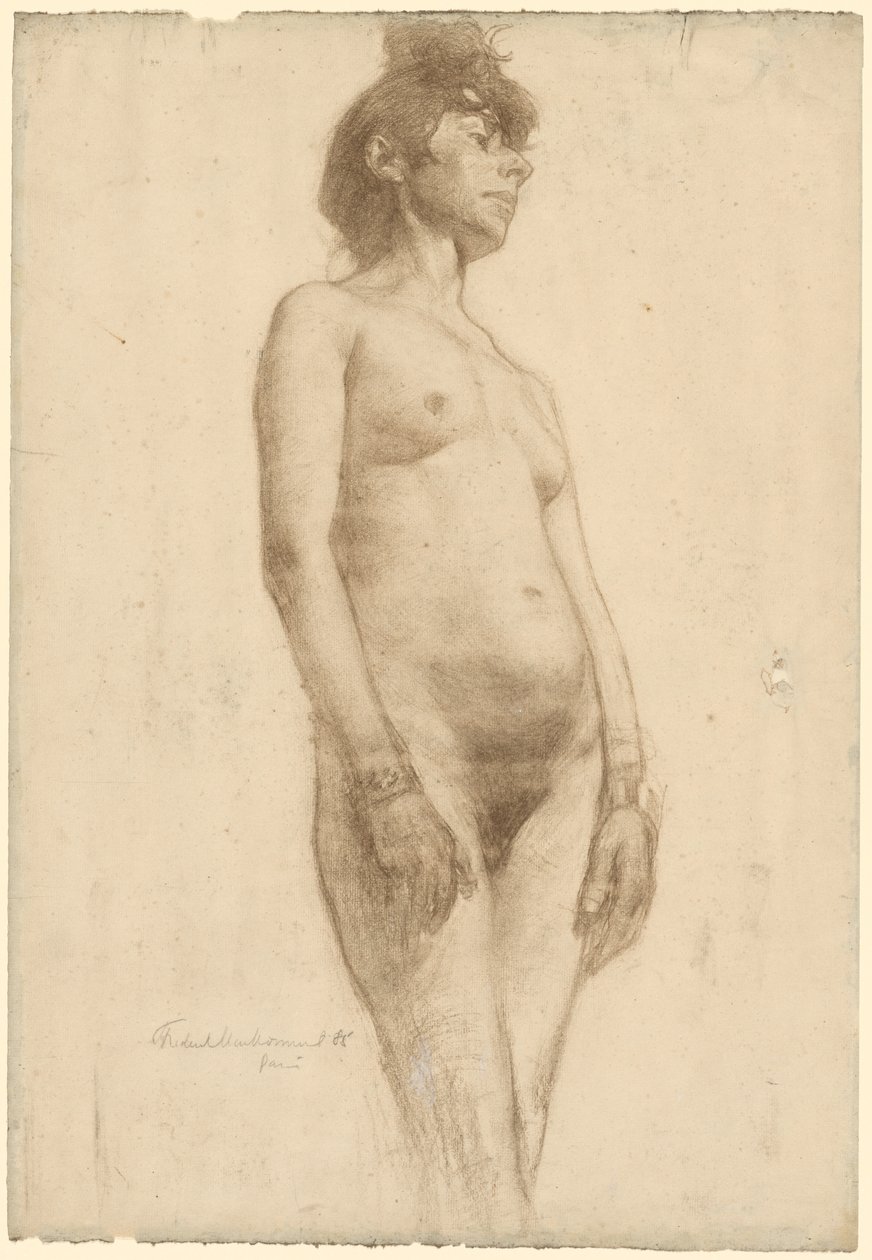 裸体女人站立，1885年。 作者 弗雷德里克·威廉·麦克蒙妮斯