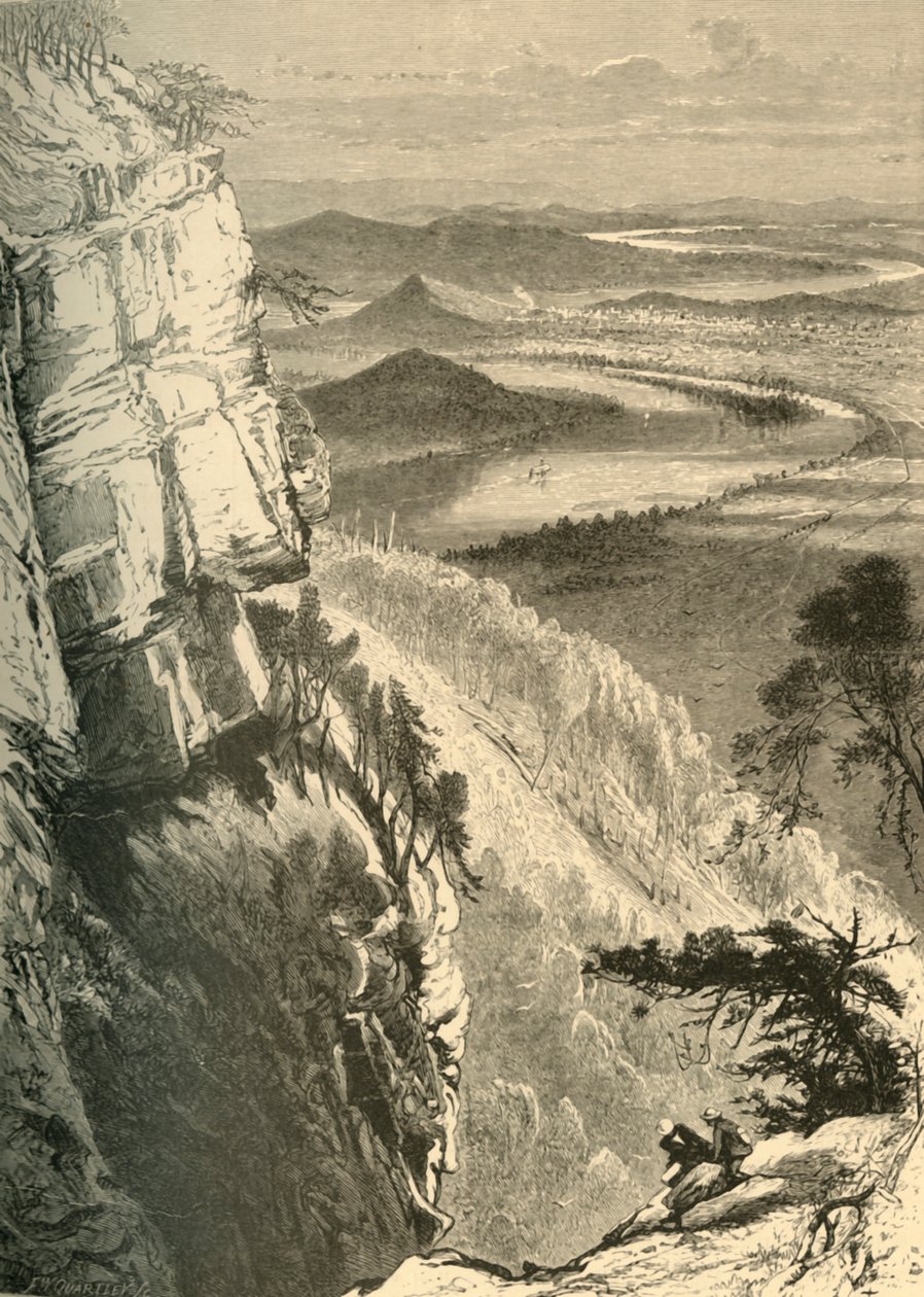 从Lookout山看查塔努加和田纳西州》，1872年。   作者 弗雷德里克·威廉·夸特利