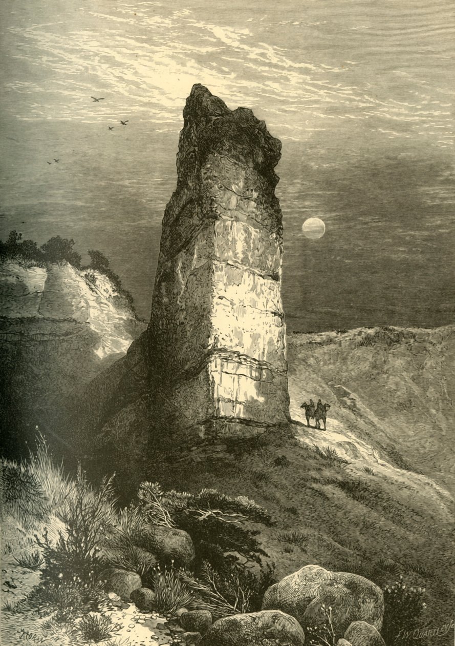 Echo Cañon的纪念碑岩》，1874年。   作者 弗雷德里克·威廉·夸特利