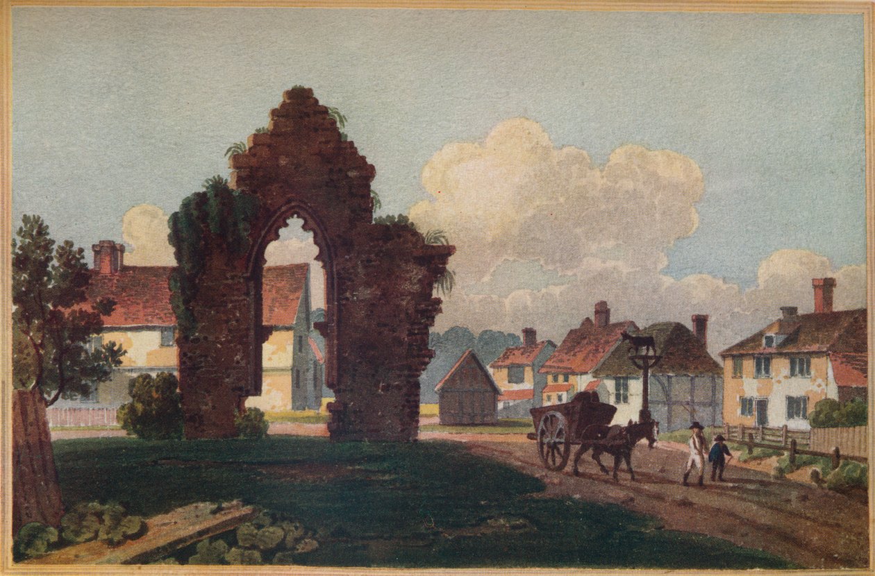 1813年，肯特郡克兰布鲁克附近，牛奶屋街，古代教堂的遗迹，1813年 作者 弗雷德里克·威尔顿·利奇菲尔德·斯托克代尔