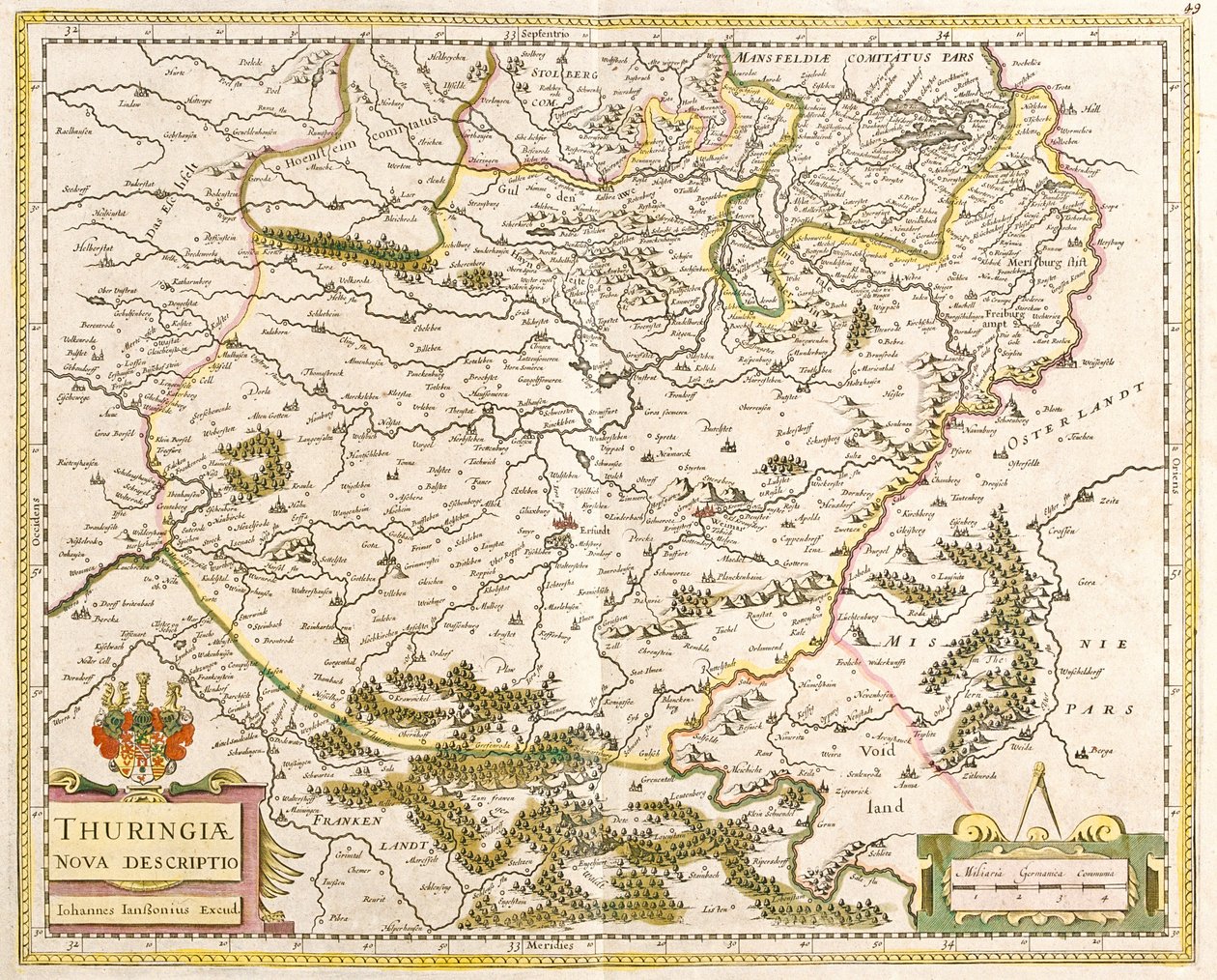 Map of Thuringia (Germany) (etching 作者 弗雷德里克·德·威特