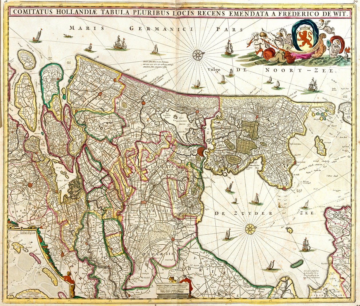 Map of the Count of Holland (Netherlands) (etching 作者 弗雷德里克·德·威特
