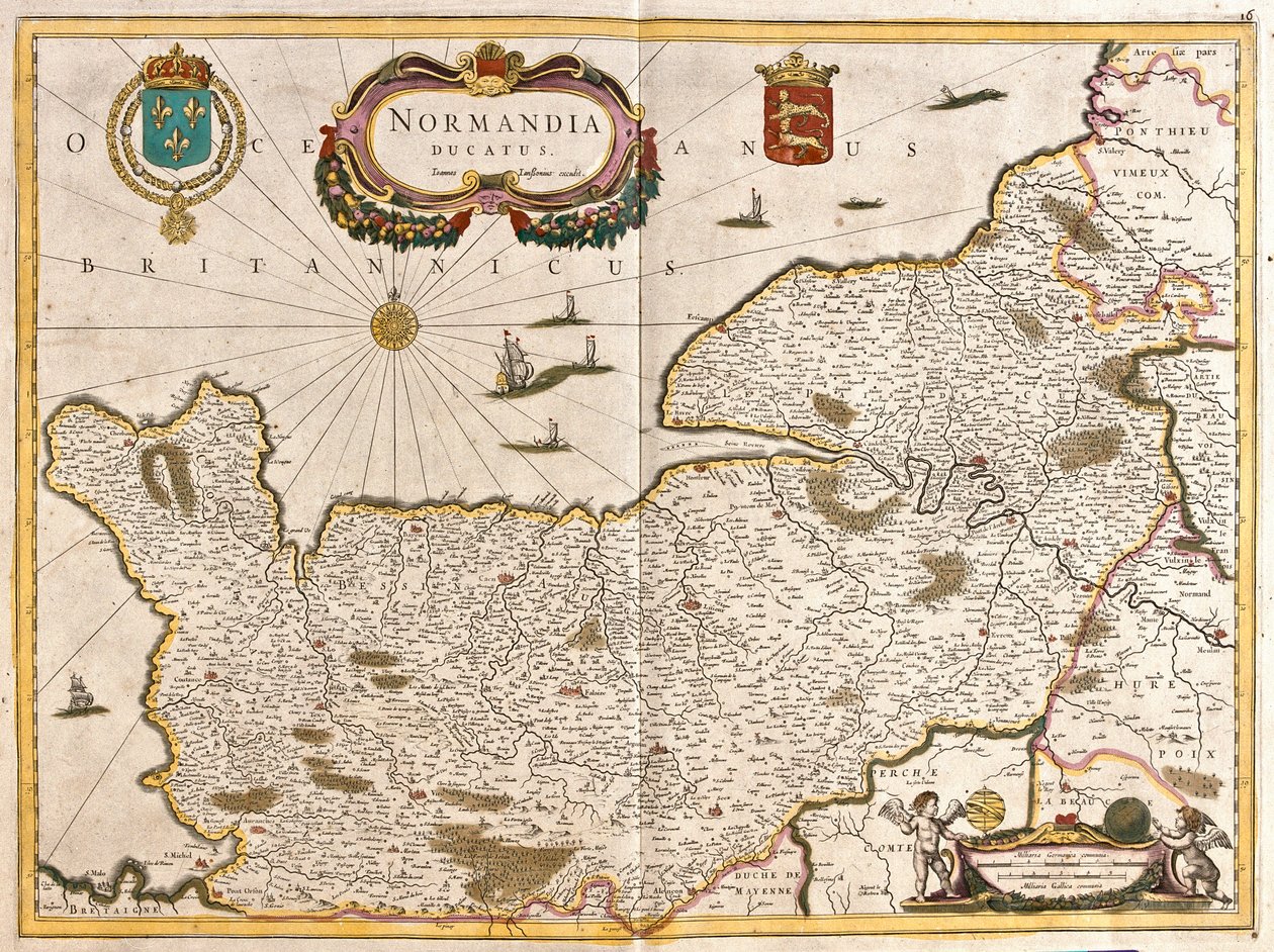Map of the Duche of Normandy (France) (etching 作者 弗雷德里克·德·威特