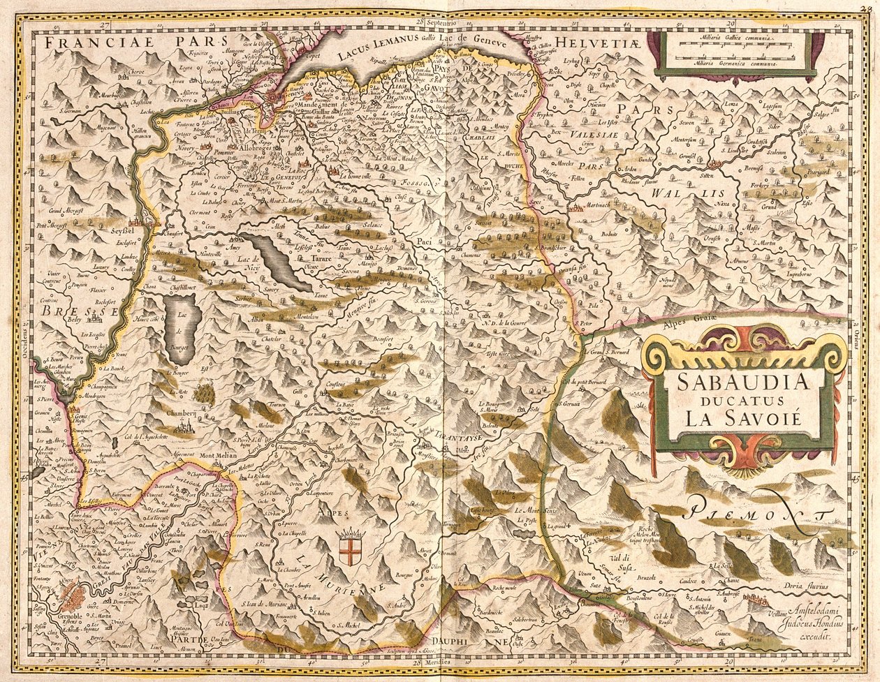 Map of the Duche of Savoie (France) (etching 作者 弗雷德里克·德·威特