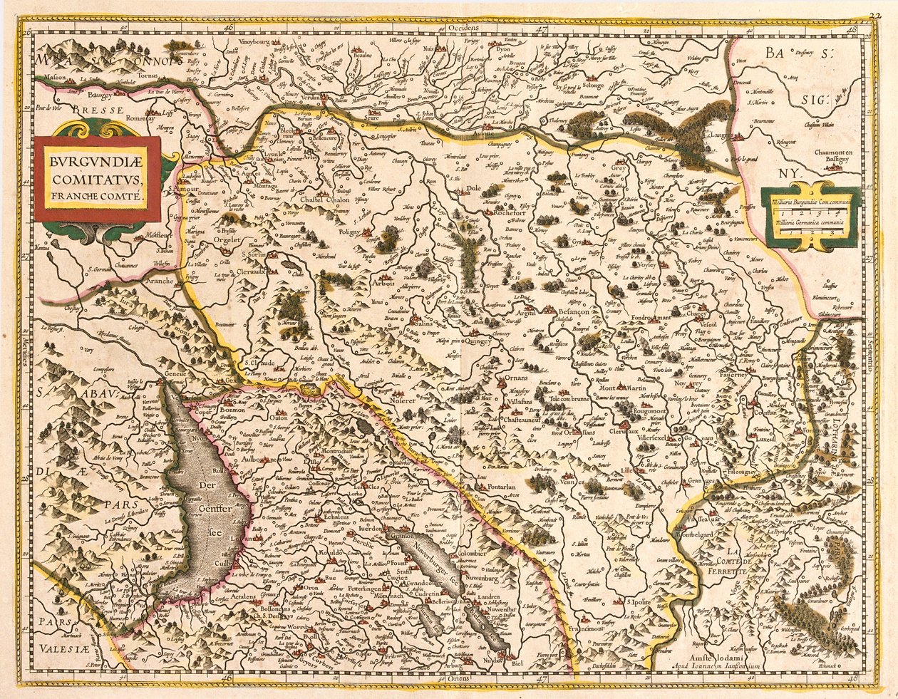Map of the Franche Comte (France) (etching 作者 弗雷德里克·德·威特
