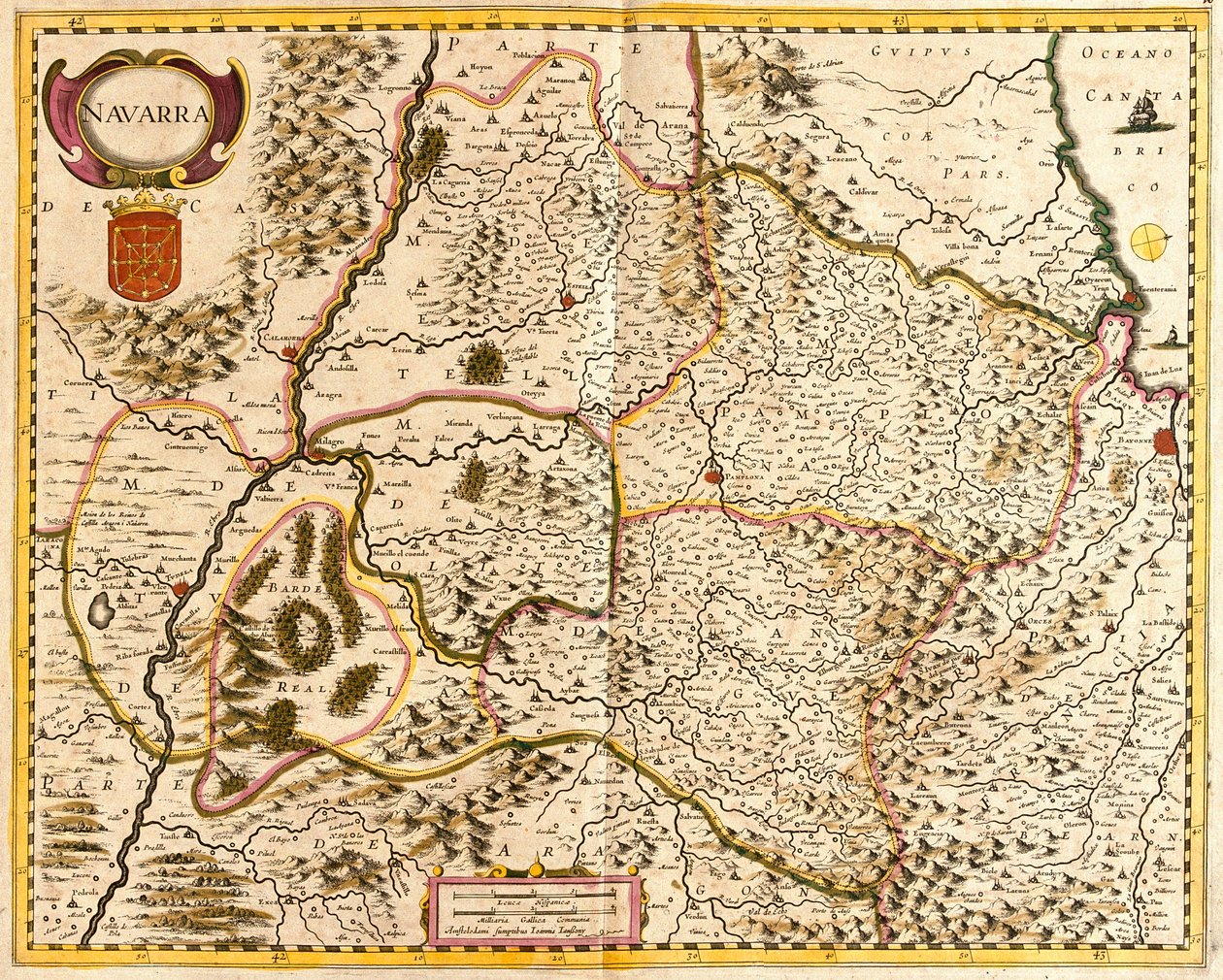 纳瓦拉王国（法国）地图（蚀刻画 作者 弗雷德里克·德·威特