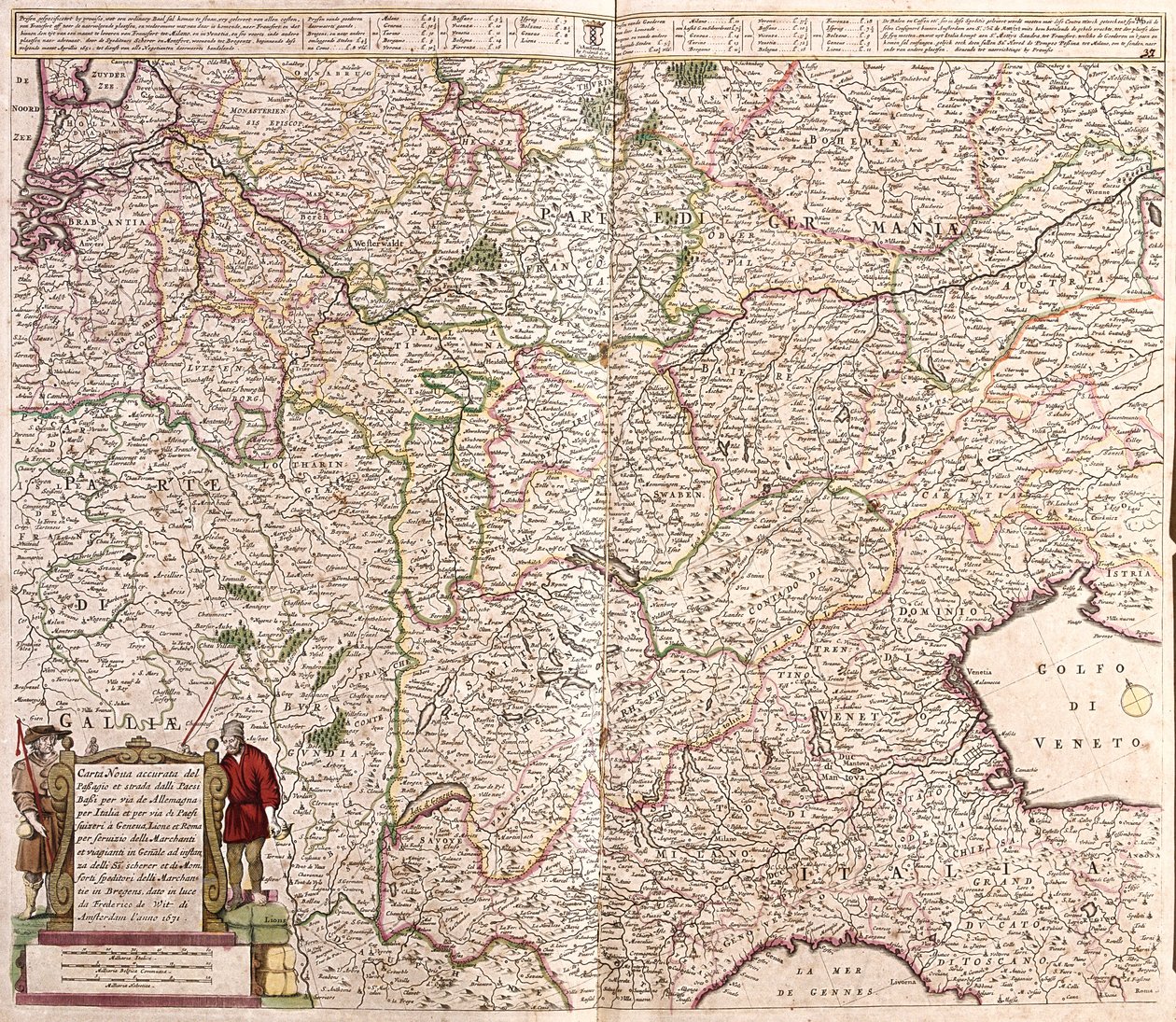 Map of the region of the chain of the Alps (France, Italy, Germany) (etching 作者 弗雷德里克·德·威特