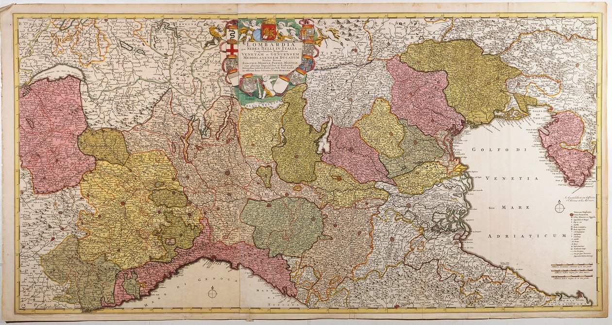 意大利北部。地图由Frederik de Wit绘制，阿姆斯特丹，铜版画。1705 作者 弗雷德里克·德·威特