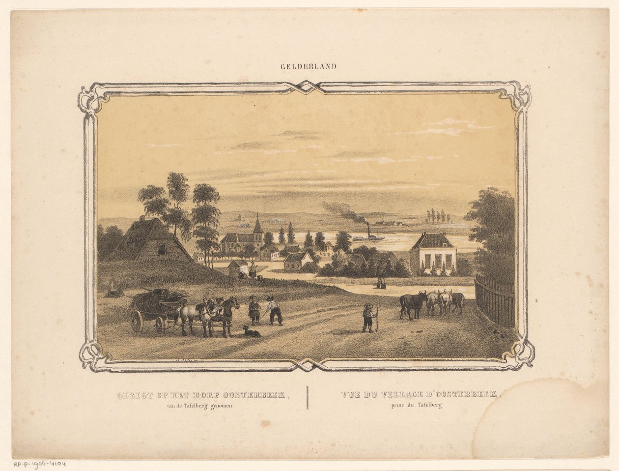 奥斯特比克景观
从桌山眺望 Oosterbeek 村庄（物上标题）
格尔德兰（实物上的系列名称） 作者 弗雷德里克·洛德维克·惠更斯