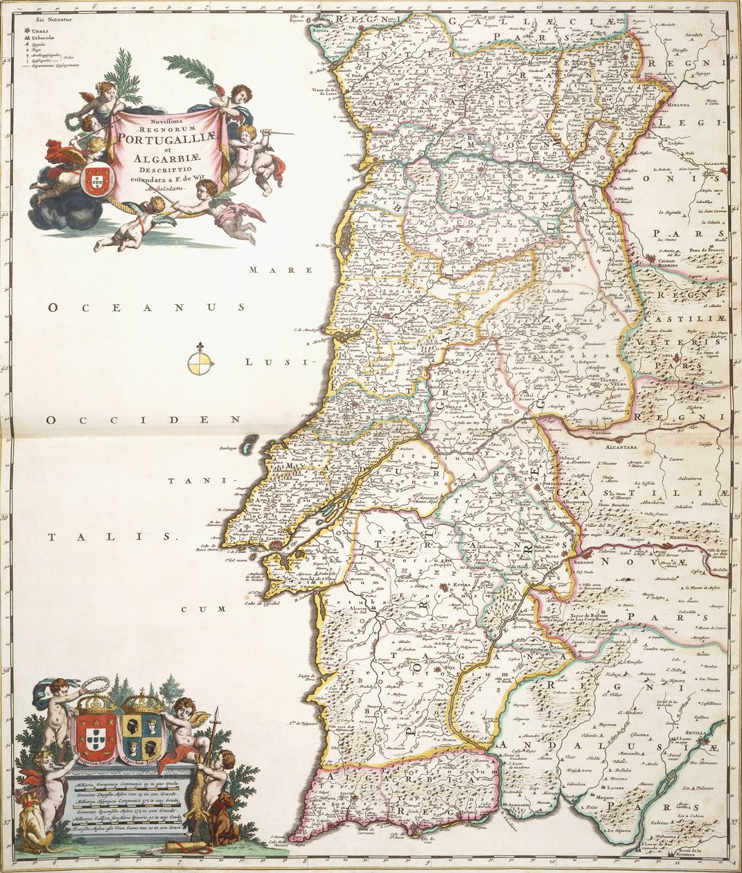 地图显示葡萄牙，约1680年 作者 弗雷德里克·德·威特